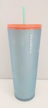 Starbucks Back to School 2022 Icy Blue Emoji Soft Touch 24oz Cold Cup Tu... - £15.56 GBP