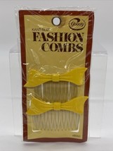 Vtg Goody Kant-Slip Fashion Combs Yellow Bow #8050 Made in USA Retro Hair - £15.44 GBP