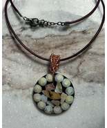 Brown with Broken Seashell Resin Pendant with Wire Wrapped Bail on Leath... - $12.99