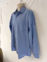 Tommy Hilfiger 80s 2 Ply Mens 16 1/2-17 L Blue Stripe Cotton Dress Shirt - $9.90