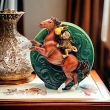 Franz Porcelain Horse Figurine Monkey Riding Hand Painted COA Box Rare - £464.59 GBP