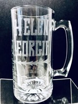 Helen Georgia Arrows Etched Large Clear Heavy Glass Souvenir Beer Tankar... - £15.65 GBP