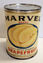 Marvel Grapefruit Tin Can Webster Grocer Danville, Illinois c1949-50&#39;s V... - $34.64