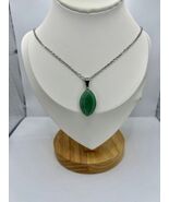 Green Jade Silver Chain Necklace - $18.99