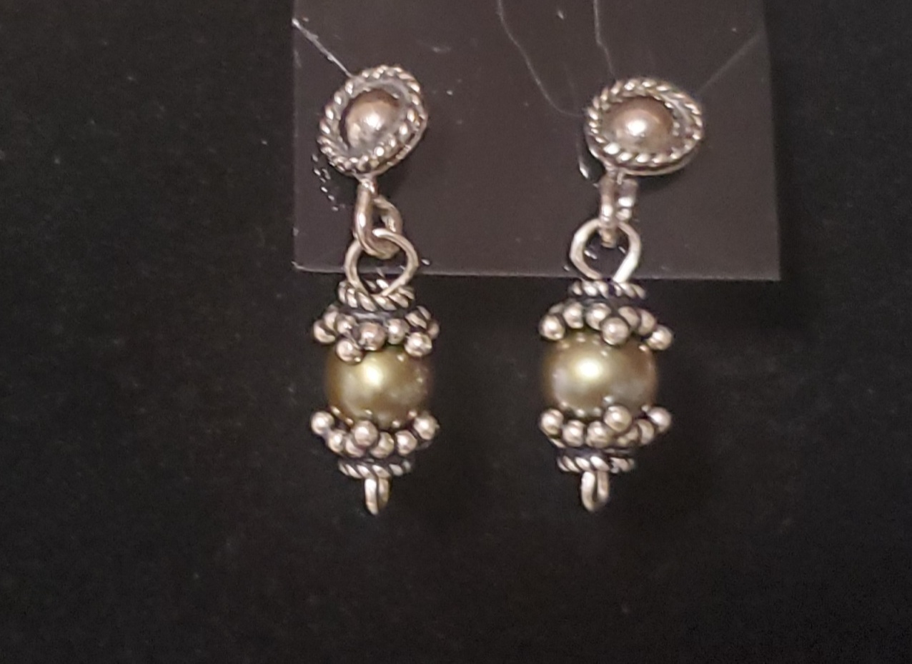Primary image for Fresh Water Light Green 5mm Potato Pearl Earrings Sterling Silver Posts 