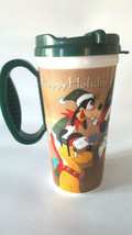 Disney Parks Travel Mug Green 16 oz Holiday Christmas Mickey Minnie Goofy Pluto - £11.99 GBP