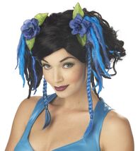 Mixed Blue Fairy Add On Pigtail Wig Hair Extensions Mother Nature Dark P... - $217.01 MXN