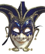 Jester Stick Mask Blue Decorate or Wear Mardi Gras Masquerade Mask Wall ... - $942.21 MXN
