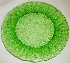 VINTAGE BEAUTIFUL FOREST GREEN GLASS SANDWICH LUNCH PLATE SET OF 3 - £18.49 GBP