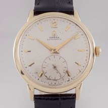Omega Ω 14k Yellow Gold Automatic Men&#39;s Watch Calibre 342 w/ Black Leather Band - £1,389.60 GBP