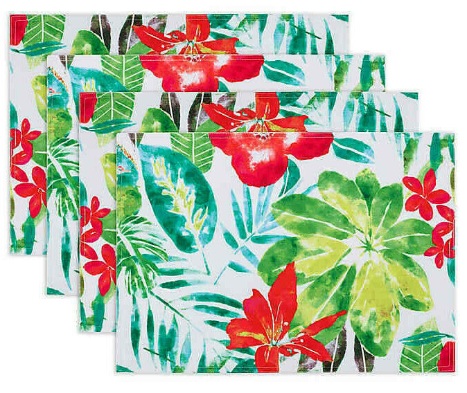 Primary image for Lanai Placemats Set of 4 Floral Indoor Outdoor Beach Summer House Patio BBQ 