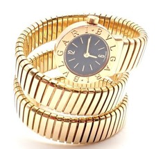 Authentic! Bulgari 18k Yellow Gold Tubogas Serpent Snake Bracelet Watch - $29,000.00