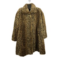 VTG Norm Thompson Cheetah Print Faux Fur Coat Large USA Made  - £40.16 GBP