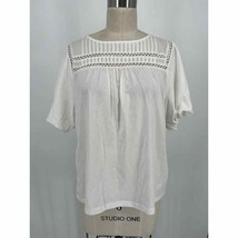 NWT J Crew Lace-Trim Puff Sleeve T-Shirt Sz L White Peasant Cottage - £21.58 GBP