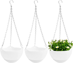 3 Pcs 8 Inch Hanging Planter Pots,Self-Watering round Hanging Basket with Water  - £14.45 GBP