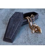 Gothic Gargoyle With Twisted Rose Vine Cross Coffin Jewelry Box Figurine... - $32.04 CAD