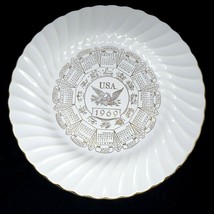 Vintage 1969 Calendar Collectible Plate Gold Tone White China Sheffield - £18.36 GBP