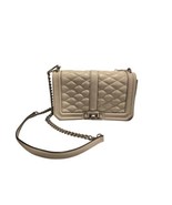 Rebecca Minkoff Leather  Light Gray Quilted Love Crossbody Bag Chain Strap - $29.95