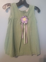 Rare Too - Green White Dots Purple Flower Corduroy Dress Girl&#39;s Size 3T - $7.85