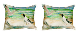 Pair of Betsy Drake Seagulls No Cord Pillows 15 Inch X 22 Inch - £62.63 GBP