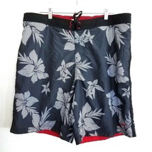 Speedo Gray Floral Hawaiian Swim Shorts Trunks Mens XL Swimwear Mesh Lining - $24.63