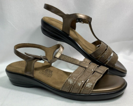SAS Sandals Women’s Capri T-Strap Bronze Leather Slingback Shoes Size 9 - $44.99