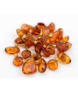 Vintage Large Honey Cognac Amber Pebble Necklace 16&quot; 39.4g Brass Toggle ... - $54.45 CAD
