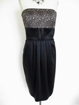 White House Black Market Sheath Cocktail Dress 8 Strapless Satin Bow Lace Retro - £14.95 GBP