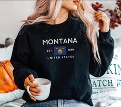 Montana Flag Sweatshirt, Montana MT Women Travel Souvenir, Unisex Trendy Oversiz - £37.08 GBP