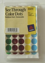 Avery See Through Color Dots Rainbow Pack Removable 3/4&quot; 1000 Labels 05473 - £6.64 GBP
