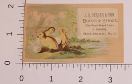 Victorian Trade Card JR Bergen &amp; Sons Boots &amp; Shoes Red Bank Jersey Chic... - £4.45 GBP