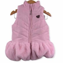 Juicy Couture Pink Puffer Vest Faux Fur Peplum Hem 3T - £13.66 GBP