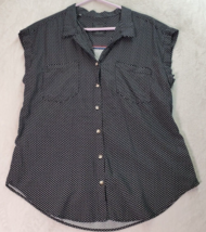 JACHS New York Girlfriend Shirt Womens XL Black Heart Rayon Collared Button Down - £13.95 GBP