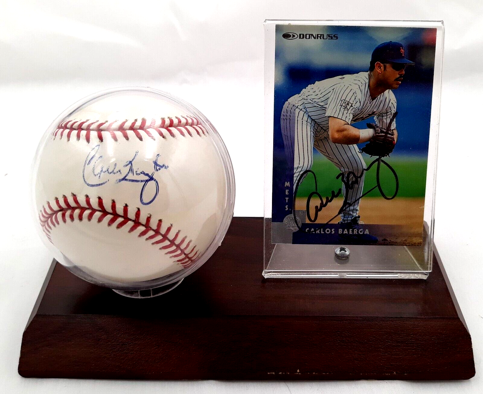 Carlos Baegra Signed Baseball &amp; 1997 Donruss Card New York Mets - $29.99