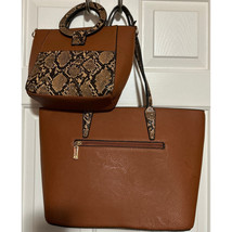 Women’s Light Brown Tote and Smaller Handbag Set Animal Print - $23.38