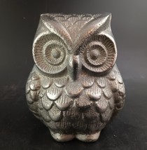 RARE Cast Aluminum Owl Figurine Paperweight By Two&#39;s Company, 4” Tall, Polished - £13.90 GBP