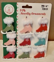 Christmas Novelty Ornaments 9pk Ice Skates 2&quot; x 2&quot; By Winter Wonder NIB ... - £3.89 GBP