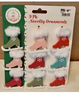 Christmas Novelty Ornaments 9pk Ice Skates 2&quot; x 2&quot; By Winter Wonder NIB ... - $4.89