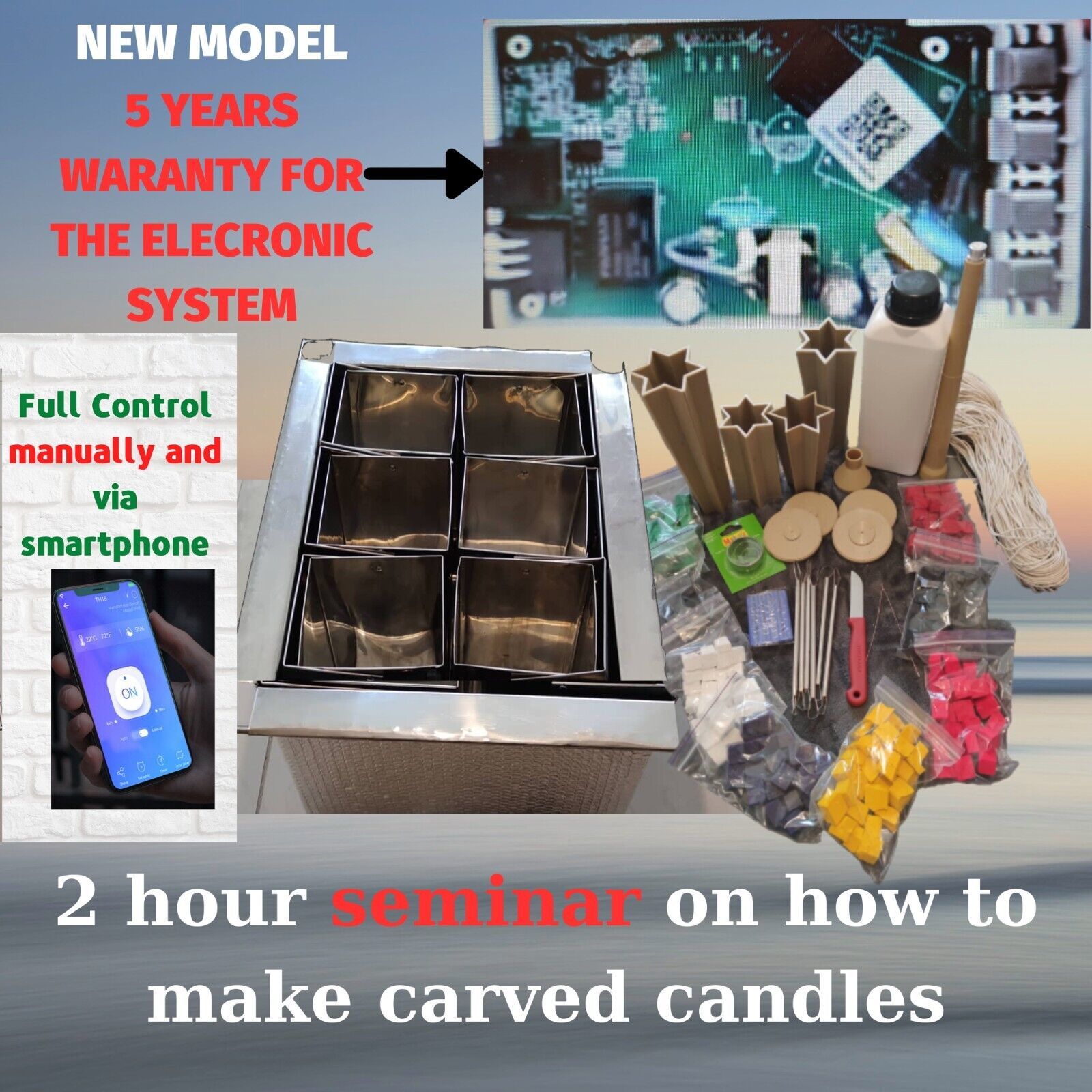 Carved Candles Wax Melter Machine Plus Materials 2 ours Seminar 6 buckets New - £943.62 GBP