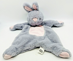 Kellytoy K Luxe Baby Gray Bunny Flattie Lovey Crinkle Plush Rattle Toy - $14.01