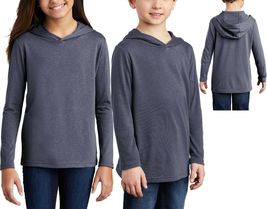 Youth Long Sleeve Hoodie T-Shirt Soft Tri Blend Fabric Boys Girls Kids XS-XL NEW - £12.86 GBP