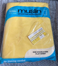 Montgomery Ward Vintage Double Flat Sheet Yellow Muslin In Package No Iron NOS - £8.82 GBP