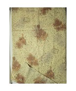 Fall Floral Print Fabric Cotton Blend 21&quot;x38&quot; Beige &amp; Brown Tones Handmade - $9.60