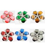 CZ FLOWERS IN BLOOM ADJUSTABLE STAINLESS STEEL RING - $3.11 CAD