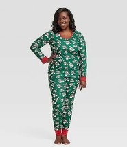 Greentop Gifts Women&#39;s Cotton Flannel Pajama Set Size Medium Green Santa... - $18.87
