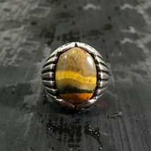 Genuine Bumble Bee Jasper Ring Solid 925 Silver Statement Rings Christmas Gifts - £66.02 GBP