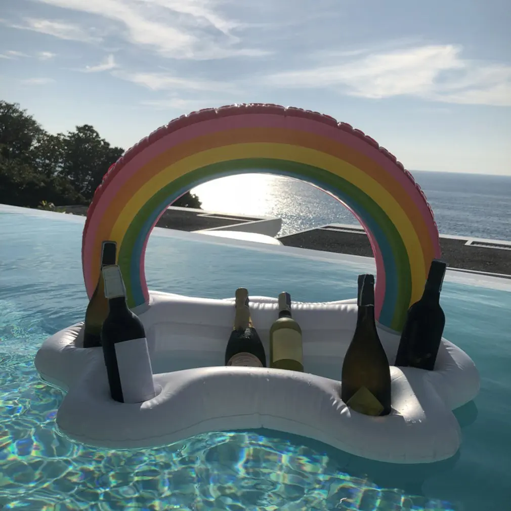 Summer Party Bucket Rainbow Cloud Cup Holder Inflatable Pool Float Beer ... - $13.69+