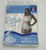 Vintage Dixie Belle Ladies Size 8 Nylon Briefs 2 pairs White women&#39;s NEW - £28.33 GBP