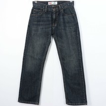 Levi&#39;s 505 Boys Jeans 12 Regular 26 x 26 Dark Blue Adjustable Waist Stra... - £16.70 GBP