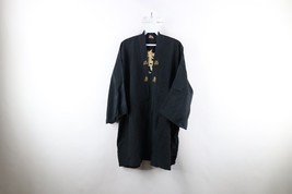 Vintage 50s 60s Womens OS Open Front Japanese Kimono Robe Rayon Gabardin... - £38.75 GBP